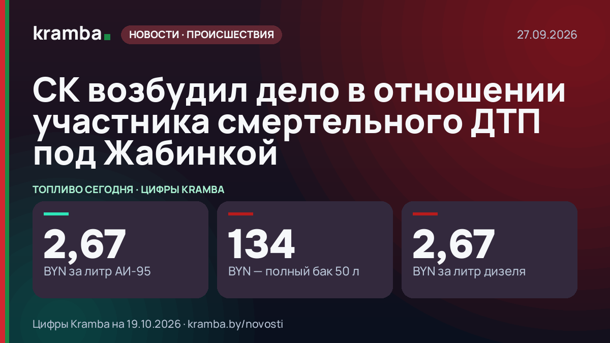 Инфографика Kramba: СК возбудил дело в отношении участника смертельного ДТП под Жабинкой