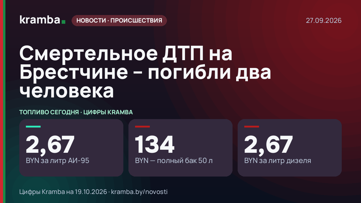 Инфографика Kramba: Смертельное ДТП на Брестчине – погибли два человека