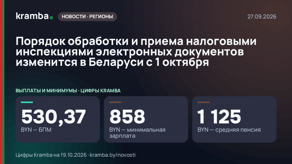 Инфографика Kramba: Порядок обработки и приема налоговыми инспекциями электронных документов изменится в…