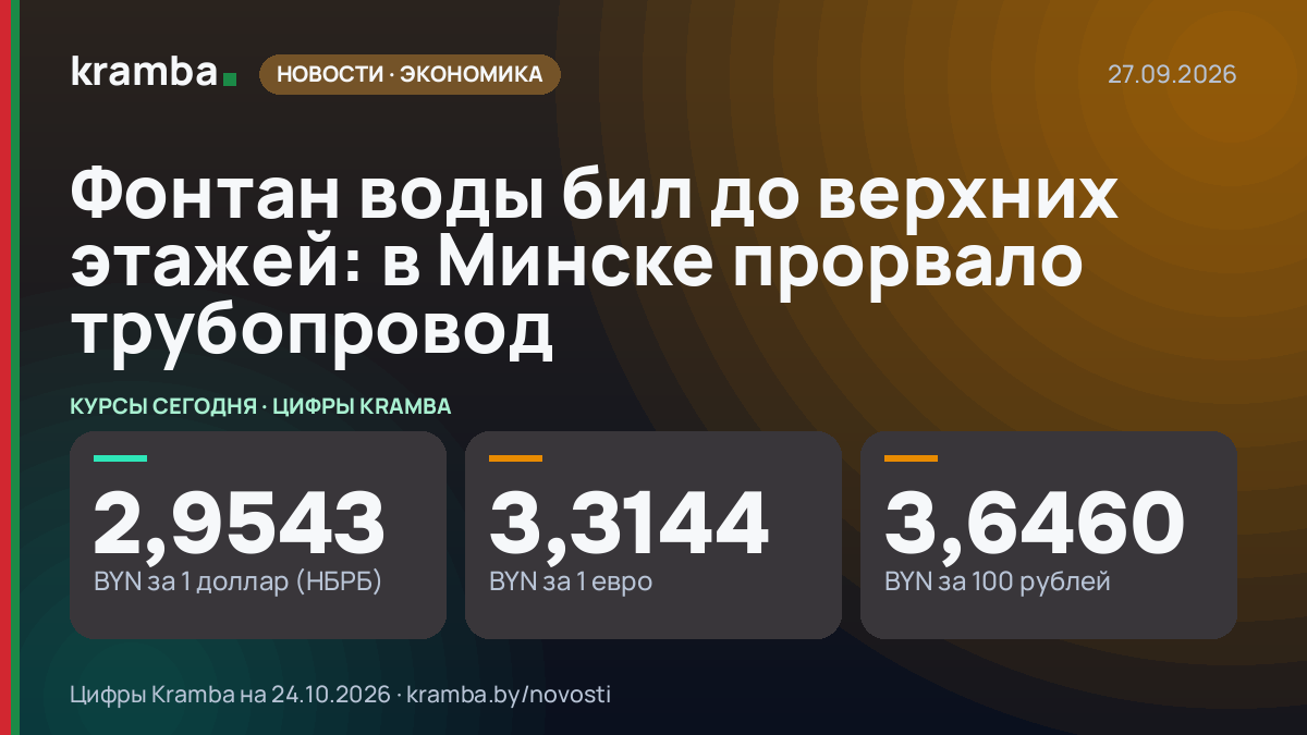 Инфографика Kramba: Фонтан воды бил до верхних этажей: в Минске прорвало трубопровод