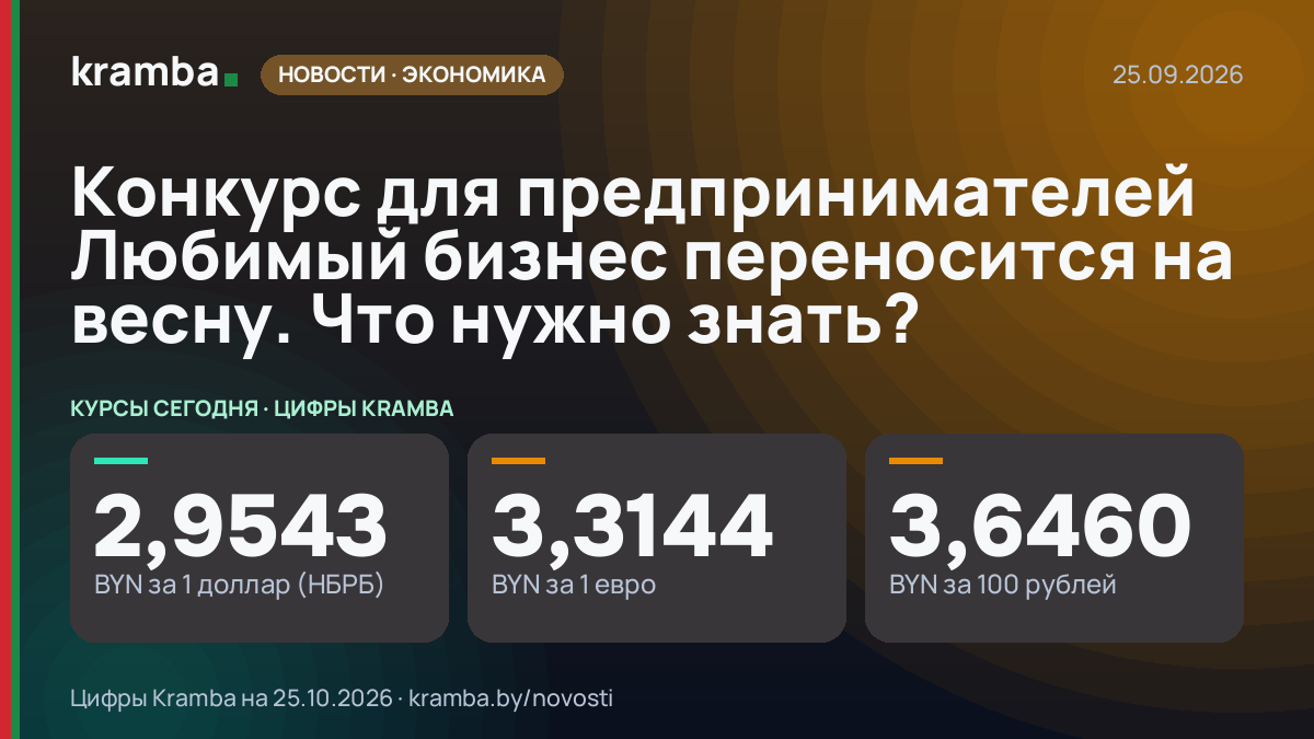 Инфографика Kramba: Конкурс для предпринимателей Любимый бизнес переносится на весну. Что нужно знать?