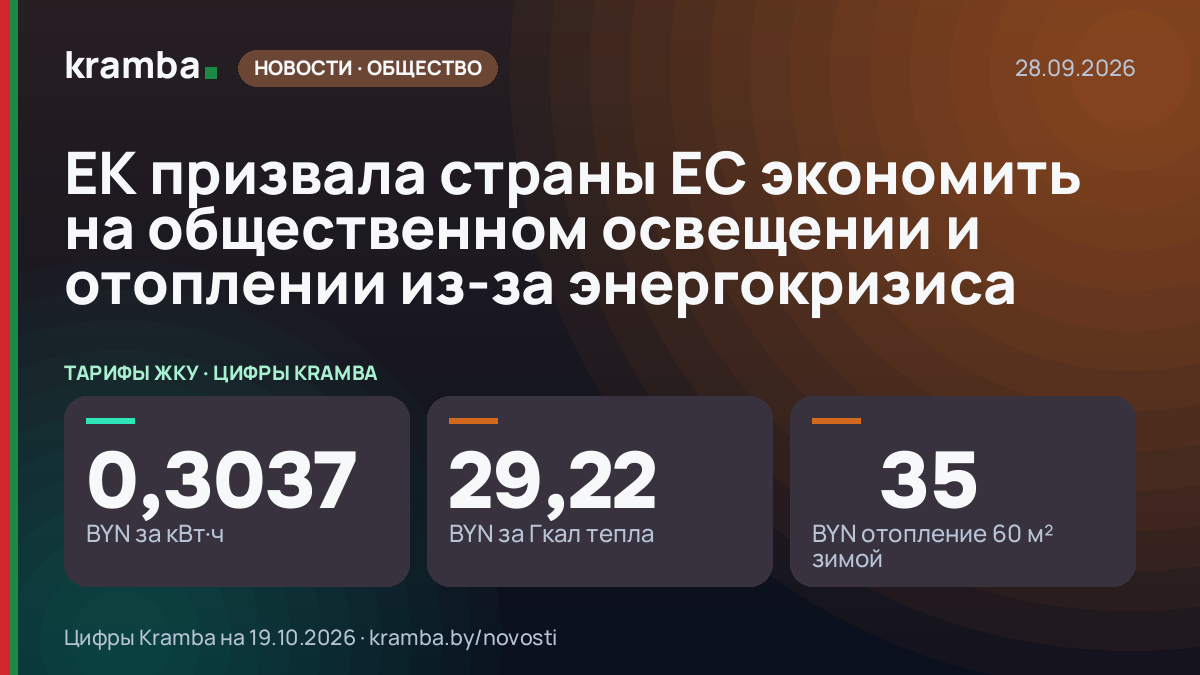 Инфографика Kramba: ЕК призвала страны ЕС экономить на общественном освещении и отоплении из-за энергокризиса