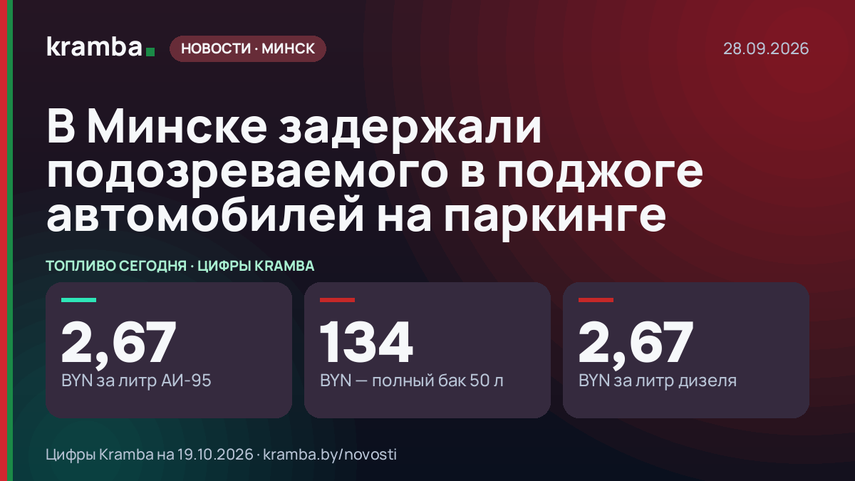 Инфографика Kramba: В Минске задержали подозреваемого в поджоге автомобилей на паркинге