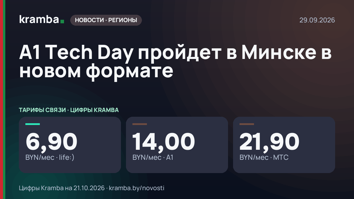 Инфографика Kramba: A1 Tech Day пройдет в Минске в новом формате