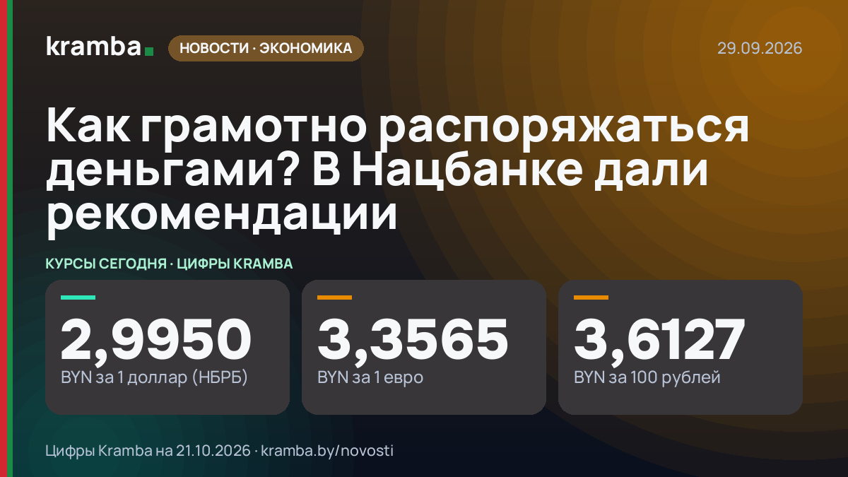 Инфографика Kramba: Как грамотно распоряжаться деньгами? В Нацбанке дали рекомендации