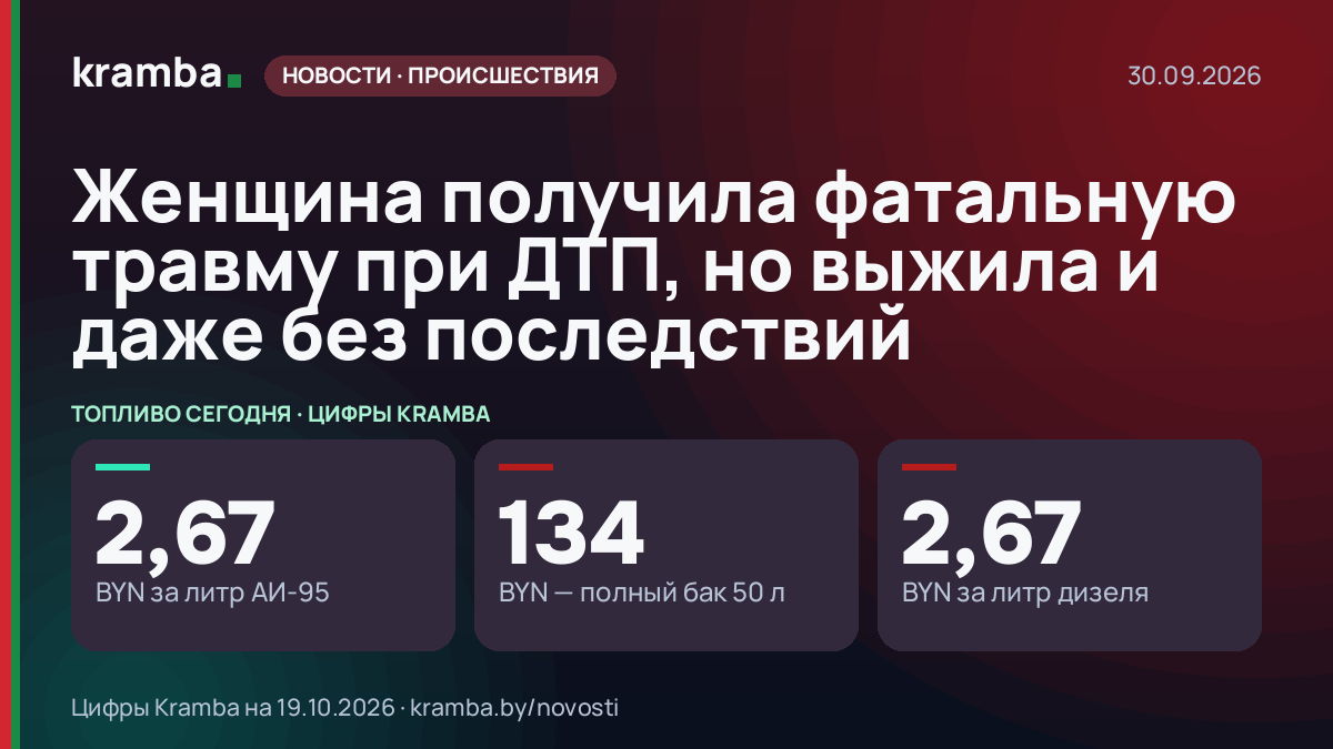 Инфографика Kramba: Женщина получила фатальную травму при ДТП, но выжила и даже без последствий
