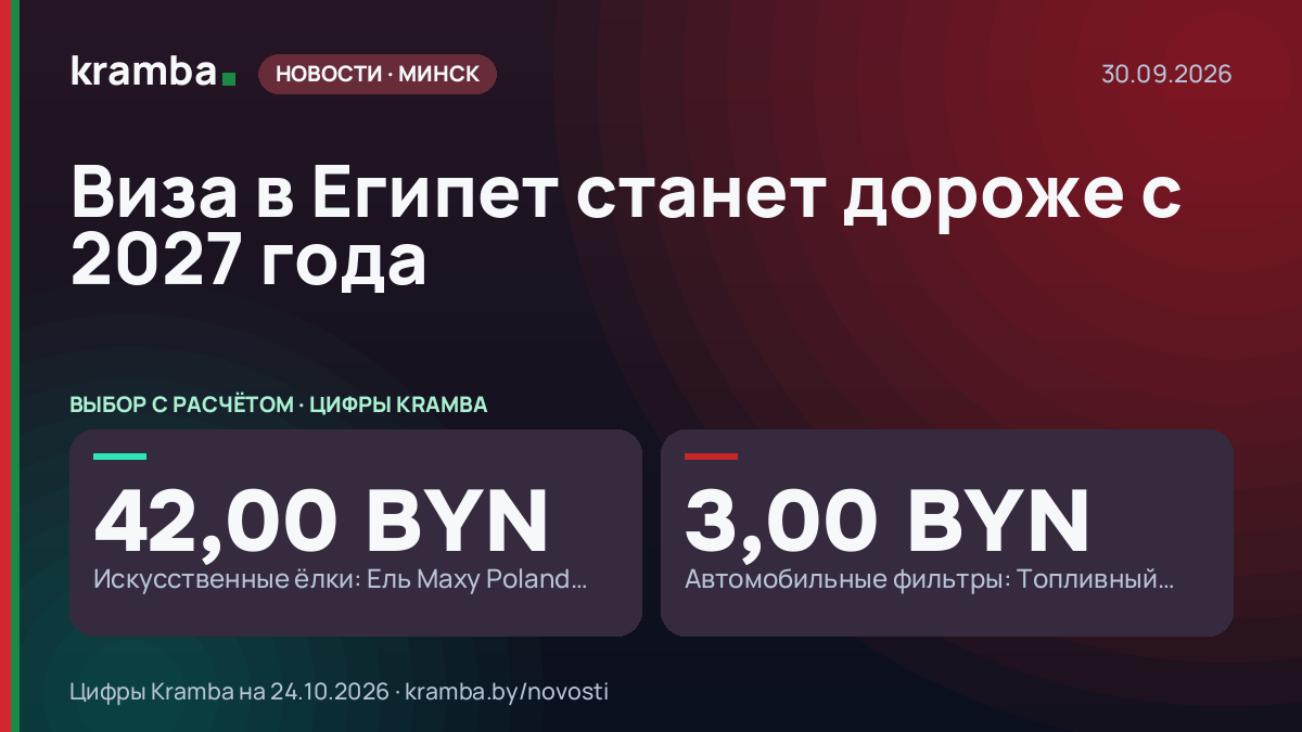 Инфографика Kramba: Виза в Египет станет дороже с 2027 года