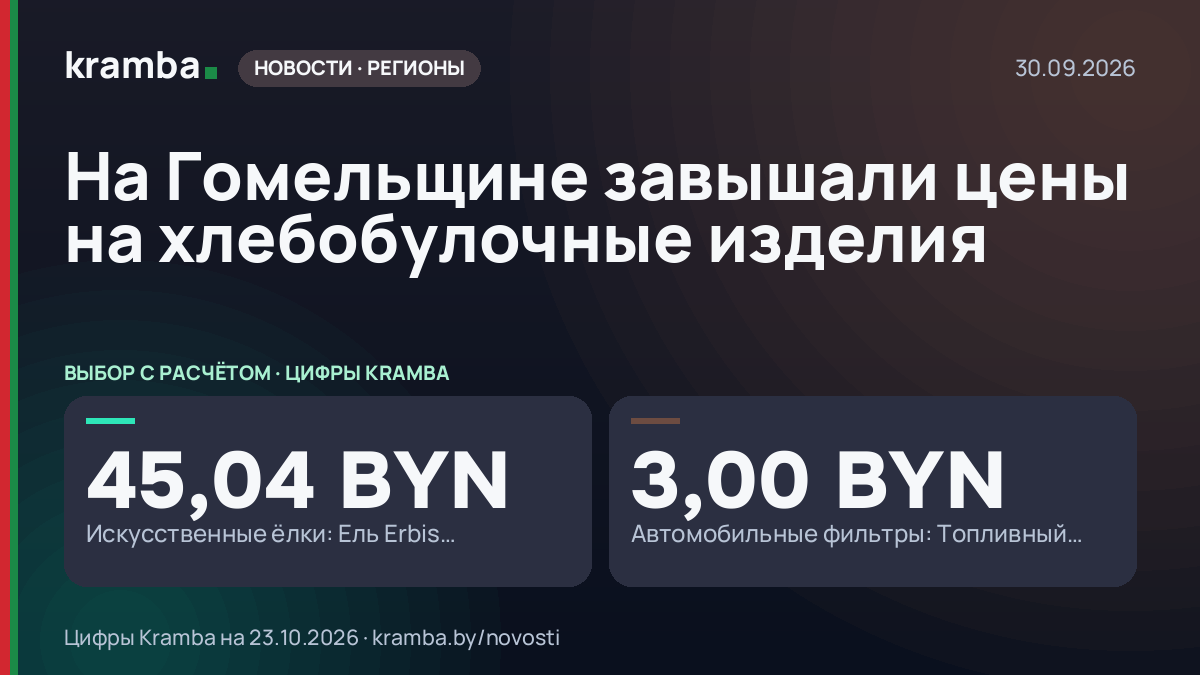 Инфографика Kramba: На Гомельщине завышали цены на хлебобулочные изделия