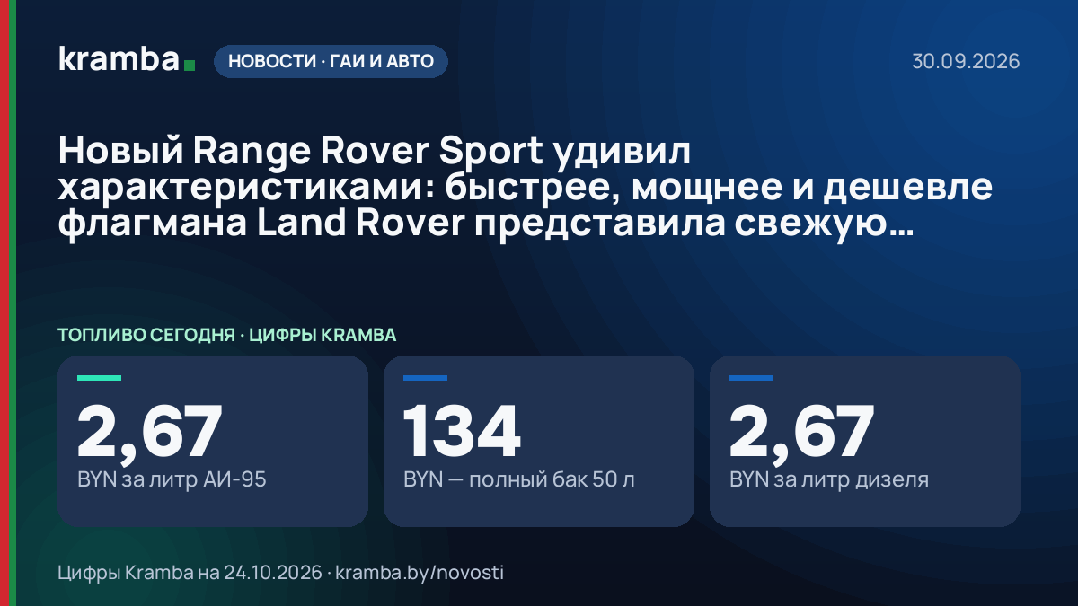 Инфографика Kramba: Новый Range Rover Sport удивил характеристиками: быстрее, мощнее и дешевле флагмана Land…