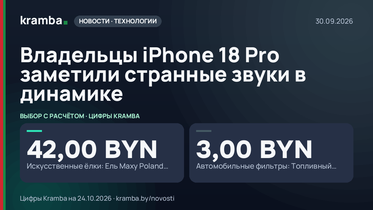 Инфографика Kramba: Владельцы iPhone 18 Pro заметили странные звуки в динамике