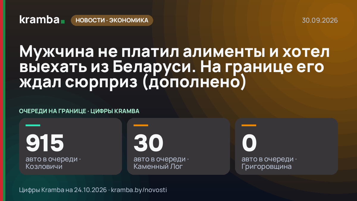 Инфографика Kramba: Мужчина не платил алименты и хотел выехать из Беларуси. На границе его ждал сюрприз…