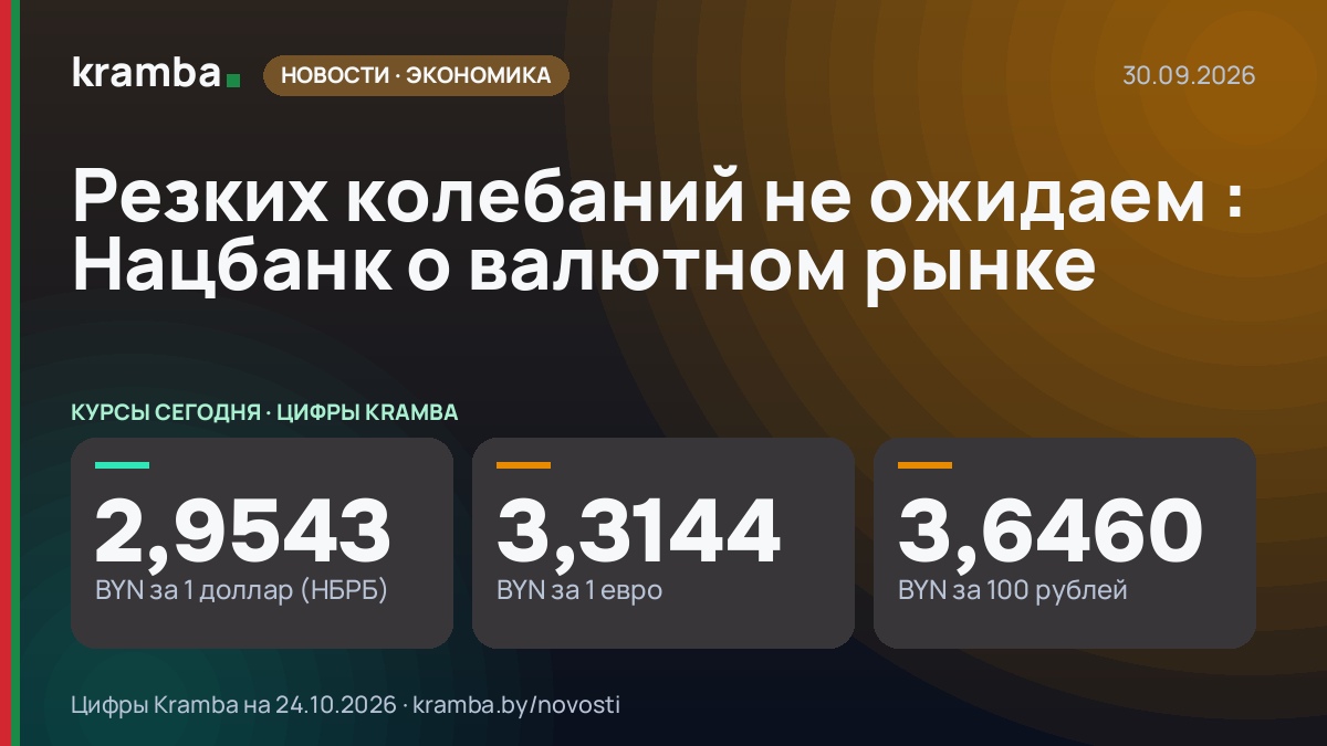 Инфографика Kramba: Резких колебаний не ожидаем : Нацбанк о валютном рынке