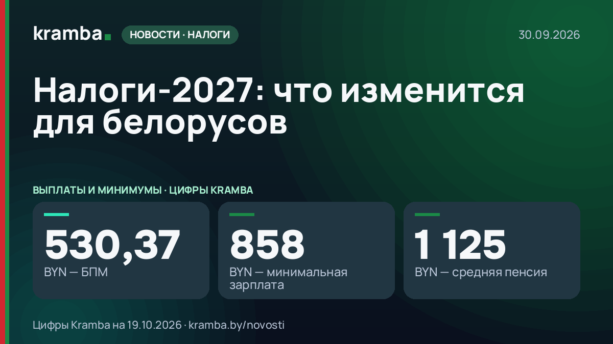 Инфографика Kramba: Налоги-2027: что изменится для белорусов