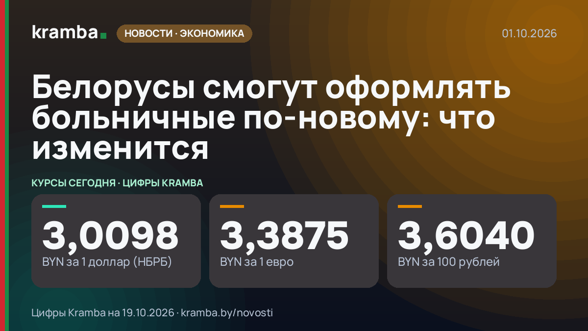 Инфографика Kramba: Белорусы смогут оформлять больничные по-новому: что изменится