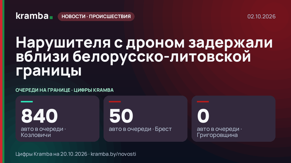 Инфографика Kramba: Нарушителя с дроном задержали вблизи белорусско-литовской границы