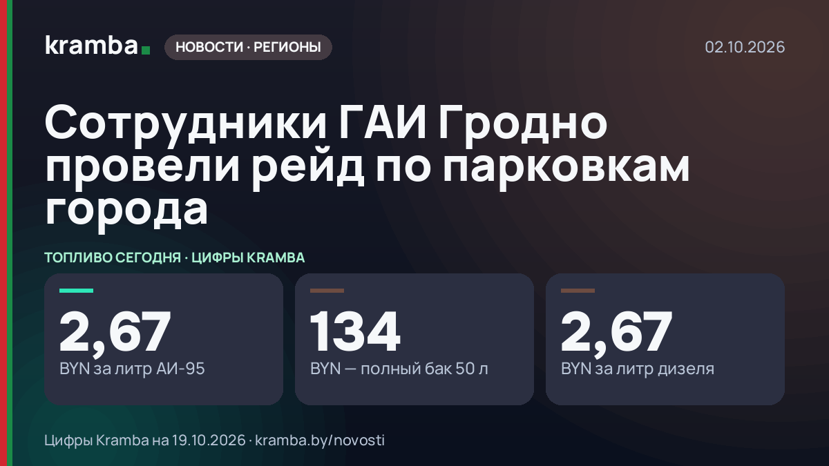Инфографика Kramba: Сотрудники ГАИ Гродно провели рейд по парковкам города