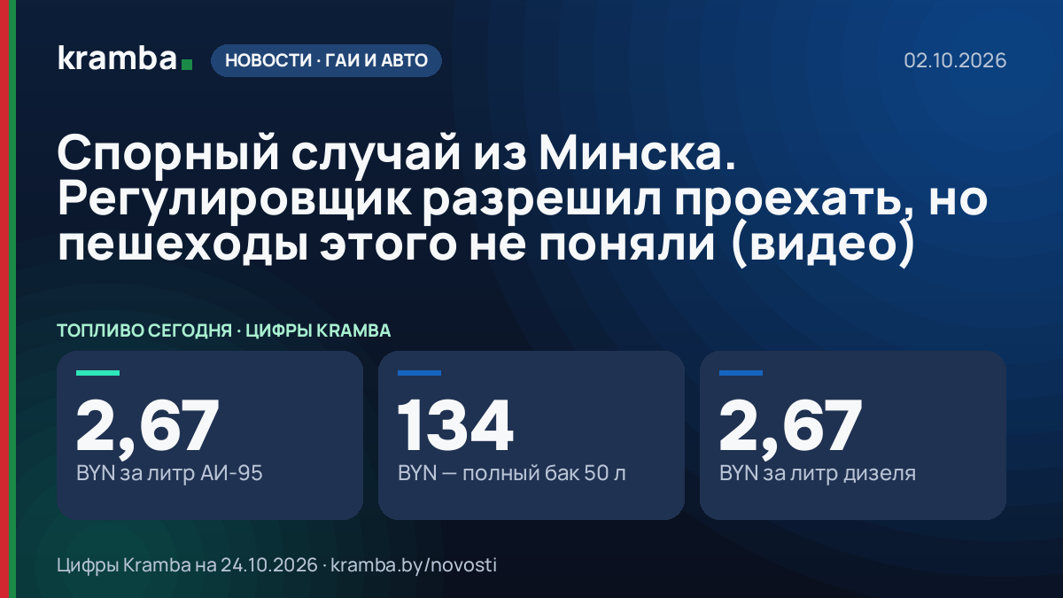 Инфографика Kramba: Спорный случай из Минска. Регулировщик разрешил проехать, но пешеходы этого не поняли…