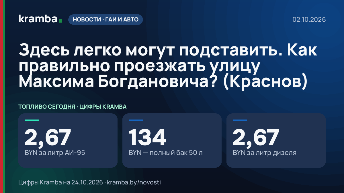Инфографика Kramba: Здесь легко могут подставить. Как правильно проезжать улицу Максима Богдановича? (Краснов)