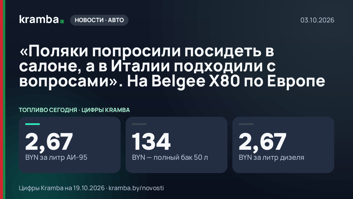 Инфографика Kramba: «Поляки попросили посидеть в салоне, а в Италии подходили с вопросами». На Belgee X80 по…