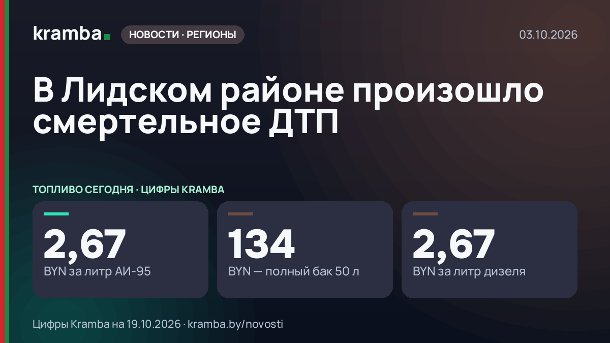 Инфографика Kramba: В Лидском районе произошло смертельное ДТП