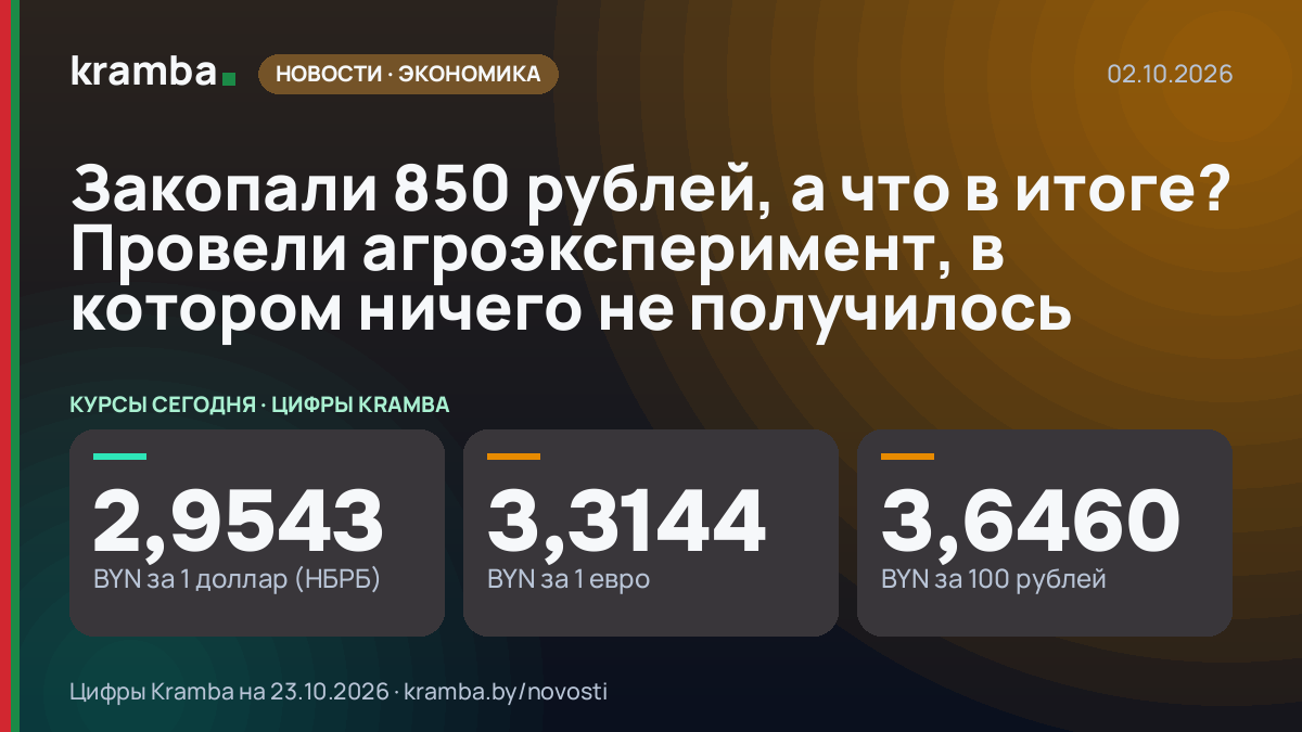 Инфографика Kramba: Закопали 850 рублей, а что в итоге? Провели агроэксперимент, в котором ничего не…