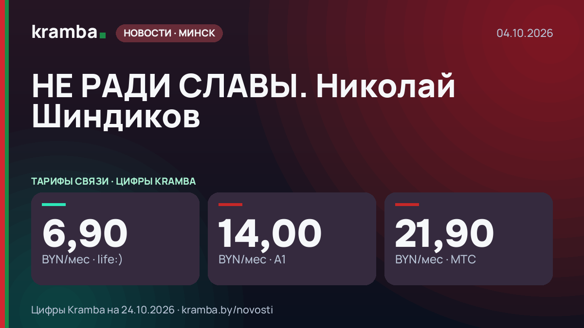 Инфографика Kramba: НЕ РАДИ СЛАВЫ. Николай Шиндиков