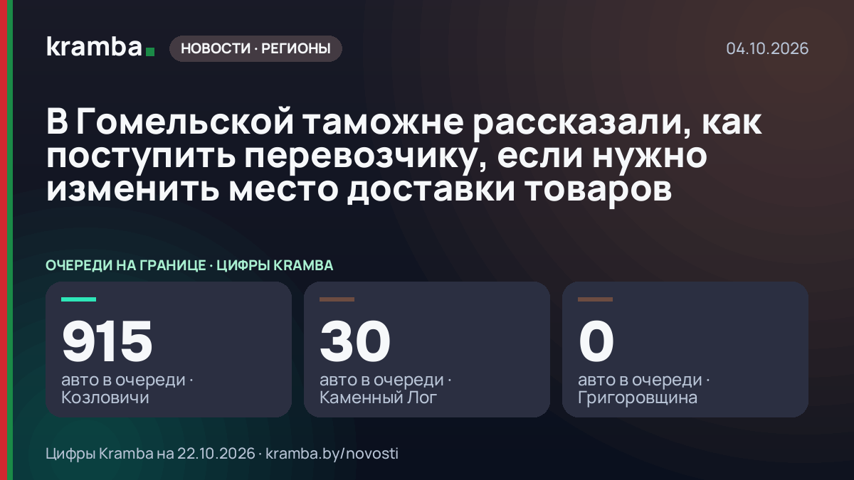 Инфографика Kramba: В Гомельской таможне рассказали, как поступить перевозчику, если нужно изменить место…