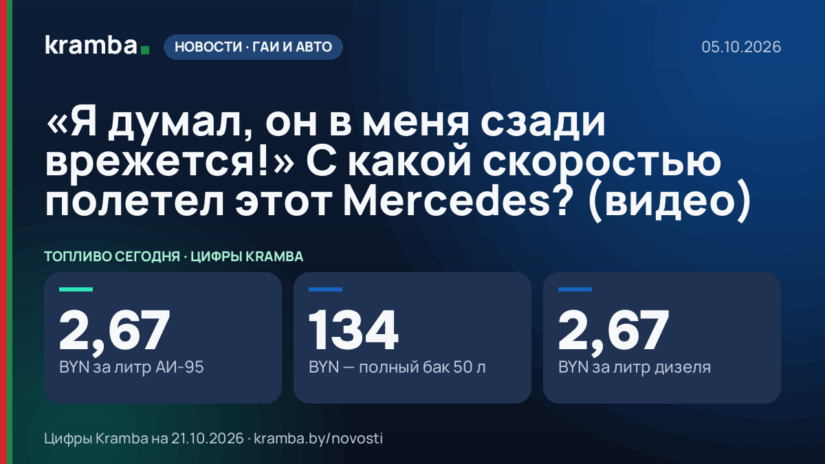 Инфографика Kramba: «Я думал, он в меня сзади врежется!» С какой скоростью полетел этот Mercedes? (видео)