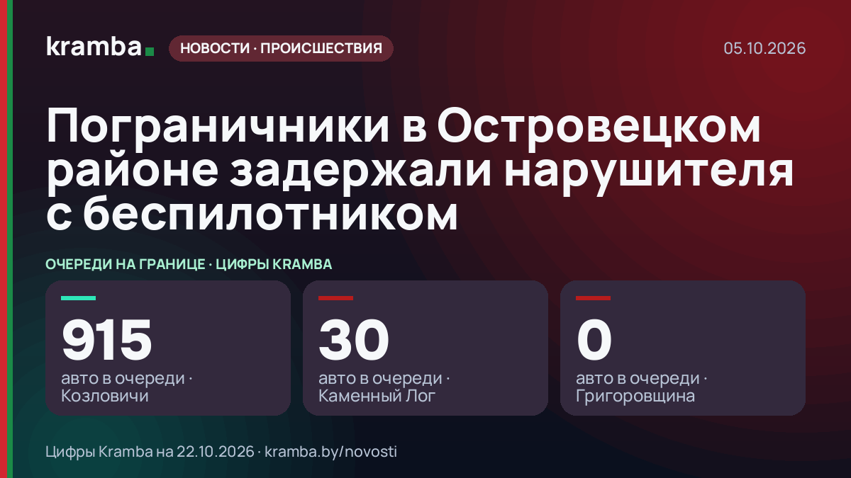 Инфографика Kramba: Пограничники в Островецком районе задержали нарушителя с беспилотником