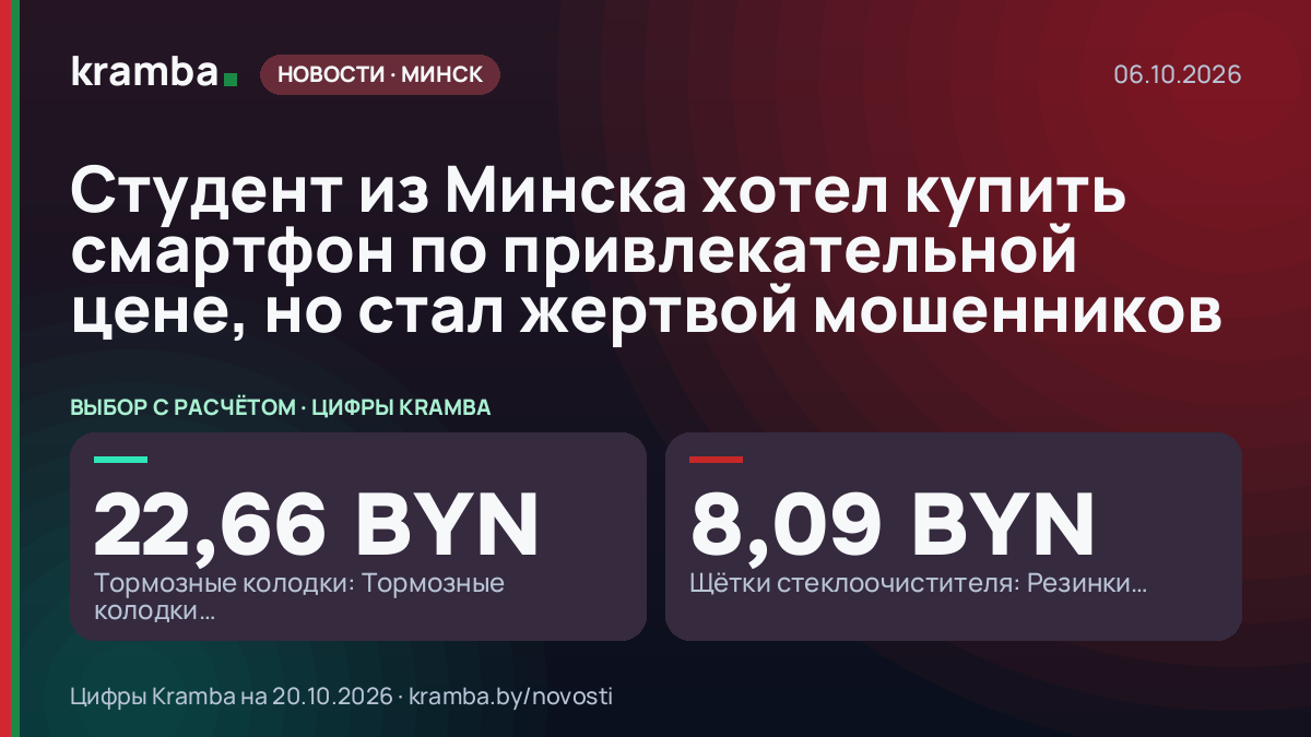 Инфографика Kramba: Студент из Минска хотел купить смартфон по привлекательной цене, но стал жертвой…