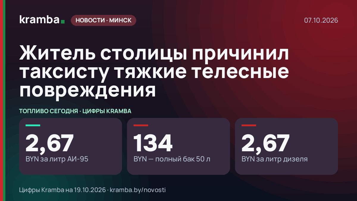 Инфографика Kramba: Житель столицы причинил таксисту тяжкие телесные повреждения
