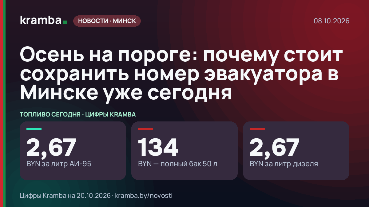 Инфографика Kramba: Осень на пороге: почему стоит сохранить номер эвакуатора в Минске уже сегодня