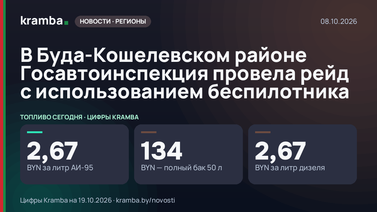 Инфографика Kramba: В Буда-Кошелевском районе Госавтоинспекция провела рейд с использованием беспилотника