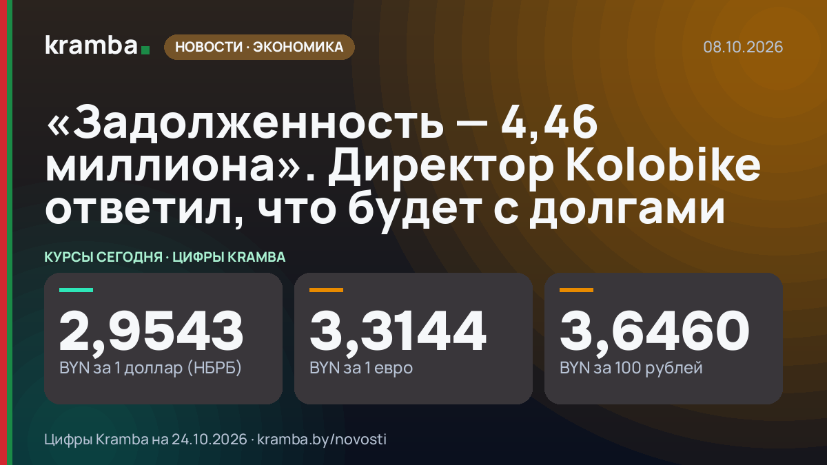Инфографика Kramba: «Задолженность — 4,46 миллиона». Директор Kolobike ответил, что будет с долгами