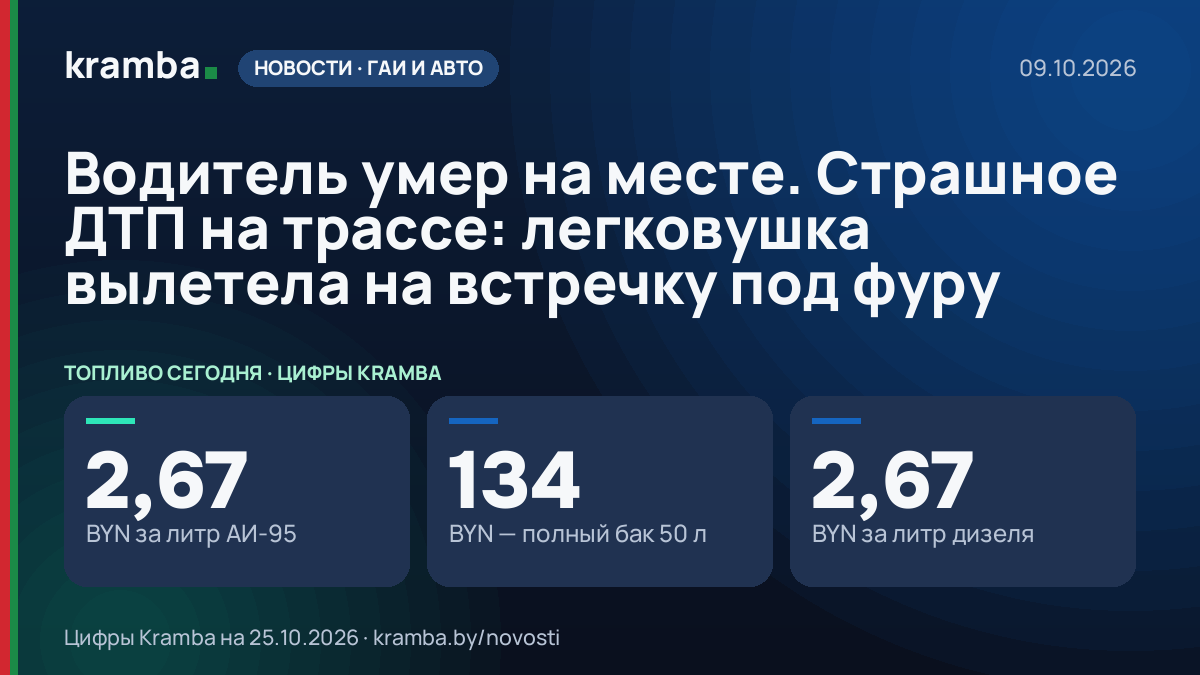 Инфографика Kramba: Водитель умер на месте. Страшное ДТП на трассе: легковушка вылетела на встречку под фуру