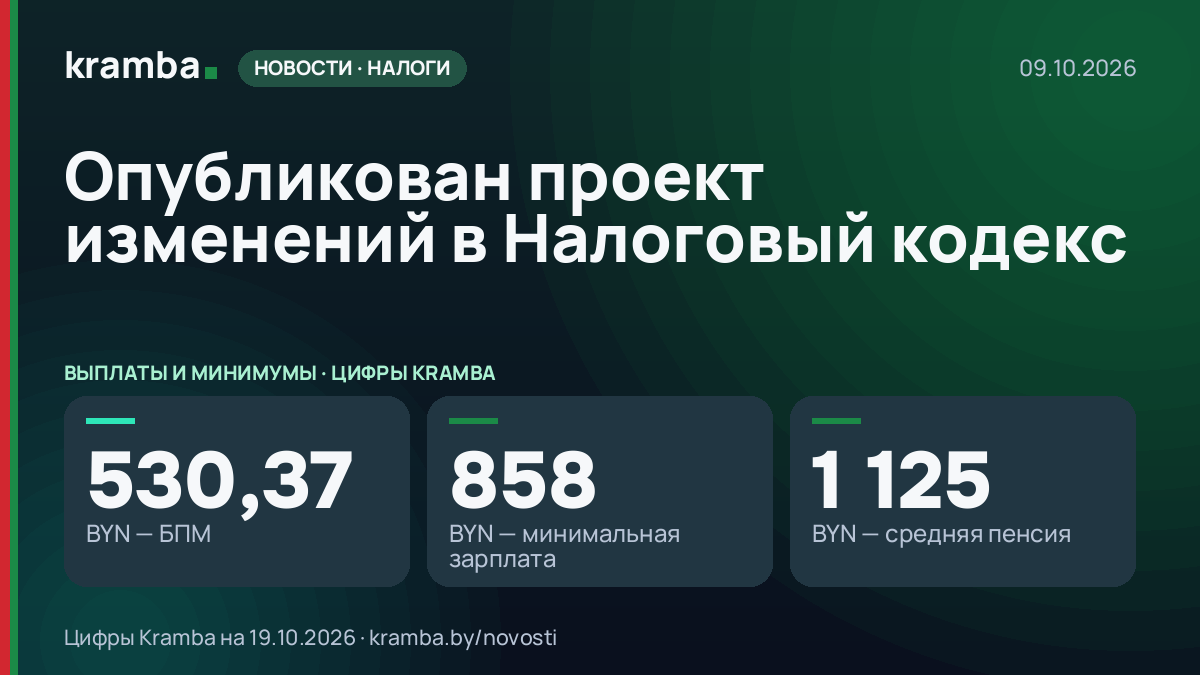 Инфографика Kramba: Опубликован проект изменений в Налоговый кодекс