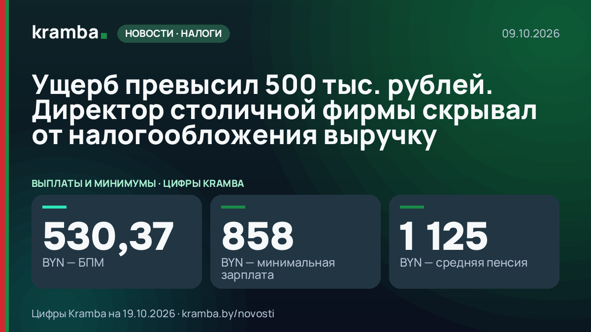 Инфографика Kramba: Ущерб превысил 500 тыс. рублей. Директор столичной фирмы скрывал от налогообложения…