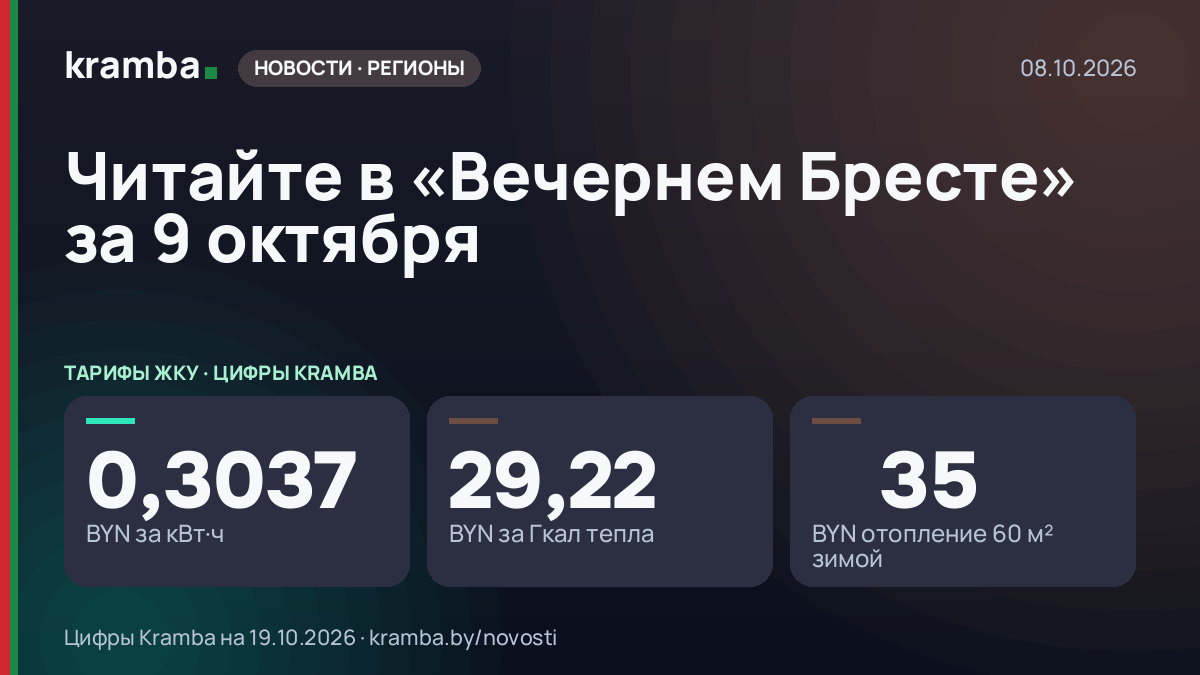 Инфографика Kramba: Читайте в «Вечернем Бресте» за 9 октября