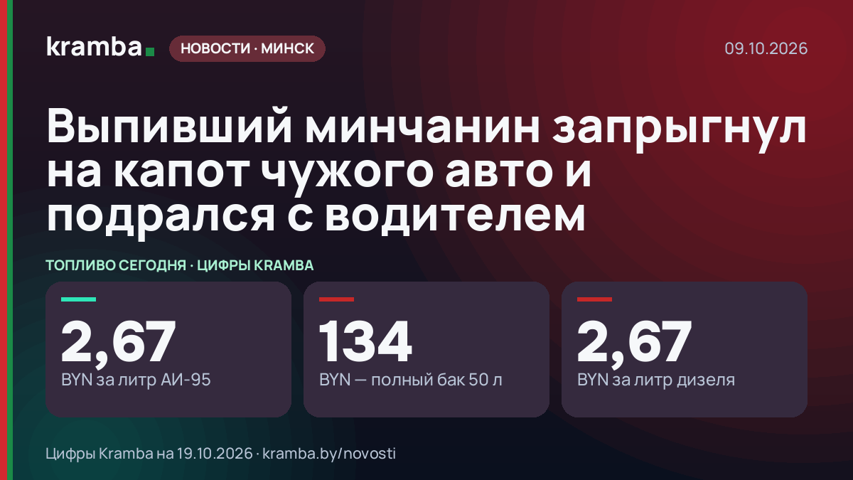 Инфографика Kramba: Выпивший минчанин запрыгнул на капот чужого авто и подрался с водителем