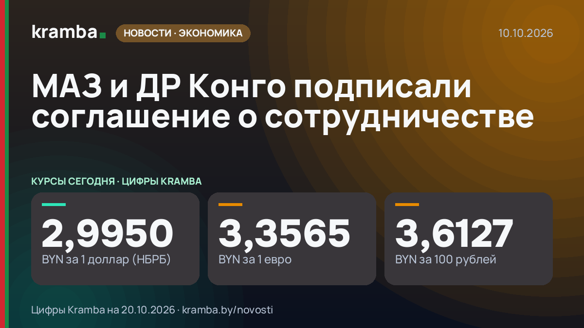 Инфографика Kramba: МАЗ и ДР Конго подписали соглашение о сотрудничестве