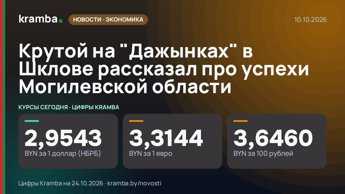 Инфографика Kramba: Крутой на "Дажынках" в Шклове рассказал про успехи Могилевской области
