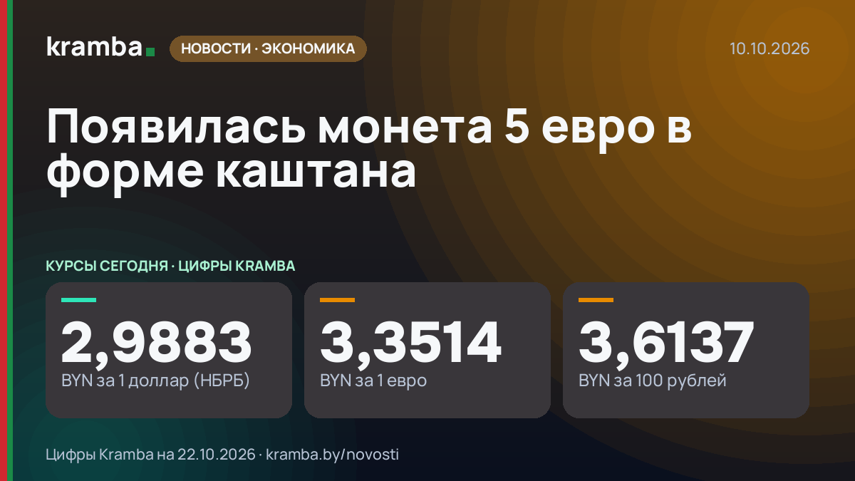 Инфографика Kramba: Появилась монета 5 евро в форме каштана