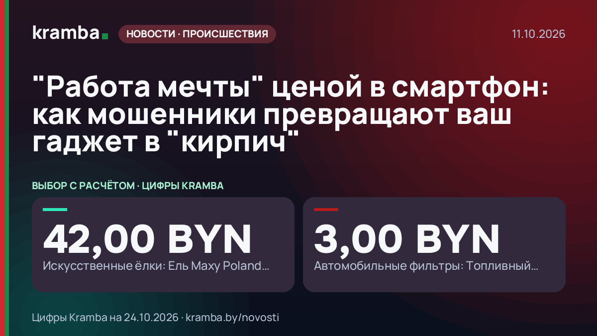 Инфографика Kramba: "Работа мечты" ценой в смартфон: как мошенники превращают ваш гаджет в "кирпич"