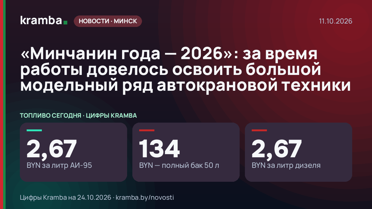 Инфографика Kramba: «Минчанин года — 2026»: за время работы довелось освоить большой модельный ряд…