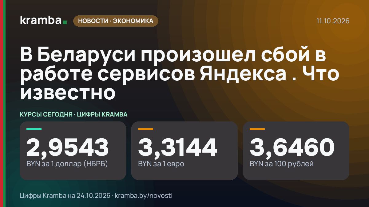 Инфографика Kramba: В Беларуси произошел сбой в работе сервисов Яндекса . Что известно