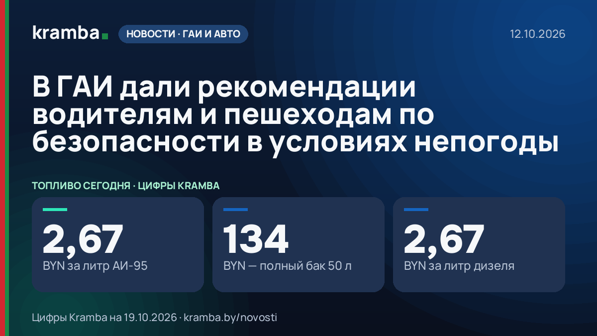 Инфографика Kramba: В ГАИ дали рекомендации водителям и пешеходам по безопасности в условиях непогоды