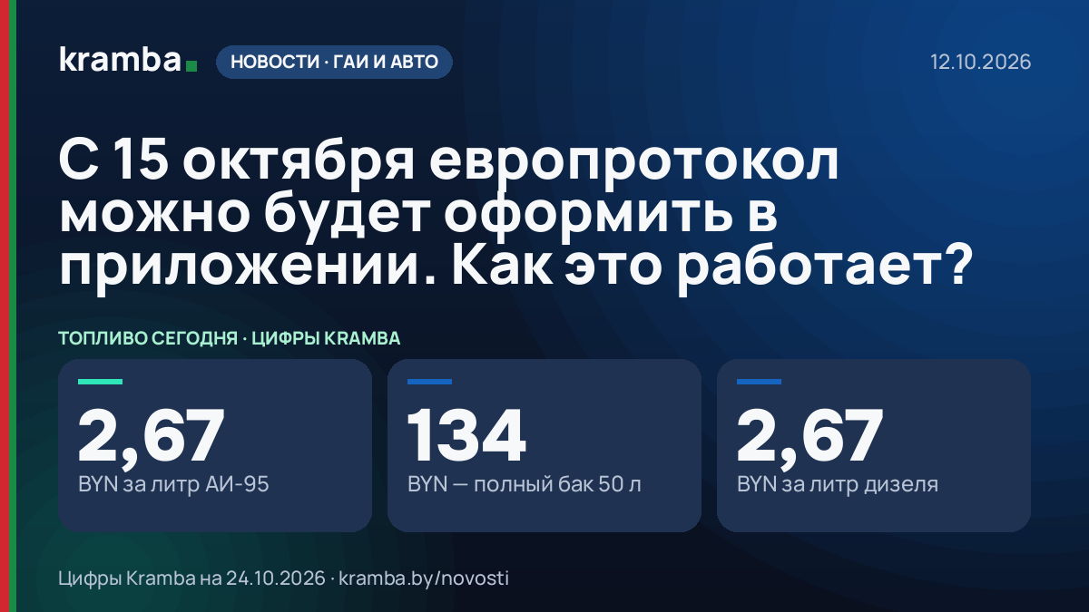 Инфографика Kramba: С 15 октября европротокол можно будет оформить в приложении. Как это работает?