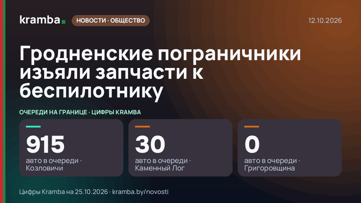 Инфографика Kramba: Гродненские пограничники изъяли запчасти к беспилотнику
