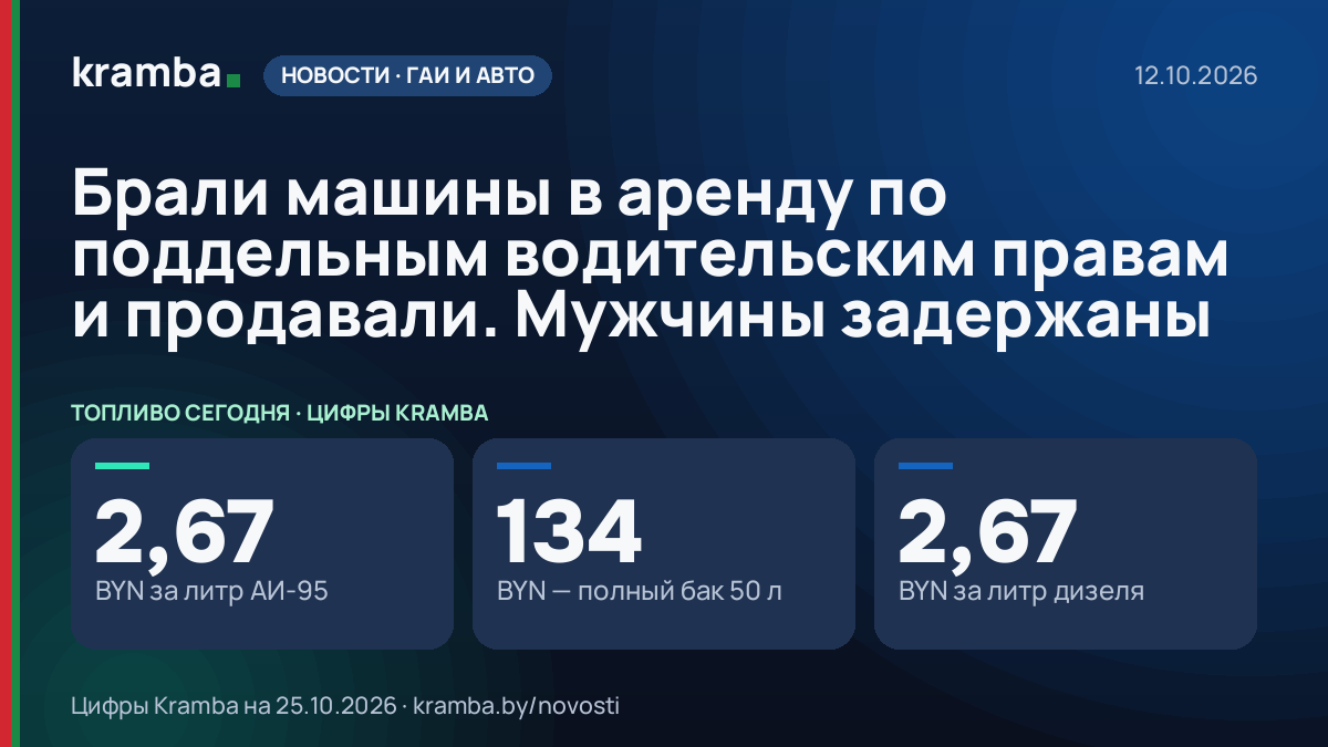 Инфографика Kramba: Брали машины в аренду по поддельным водительским правам и продавали. Мужчины задержаны