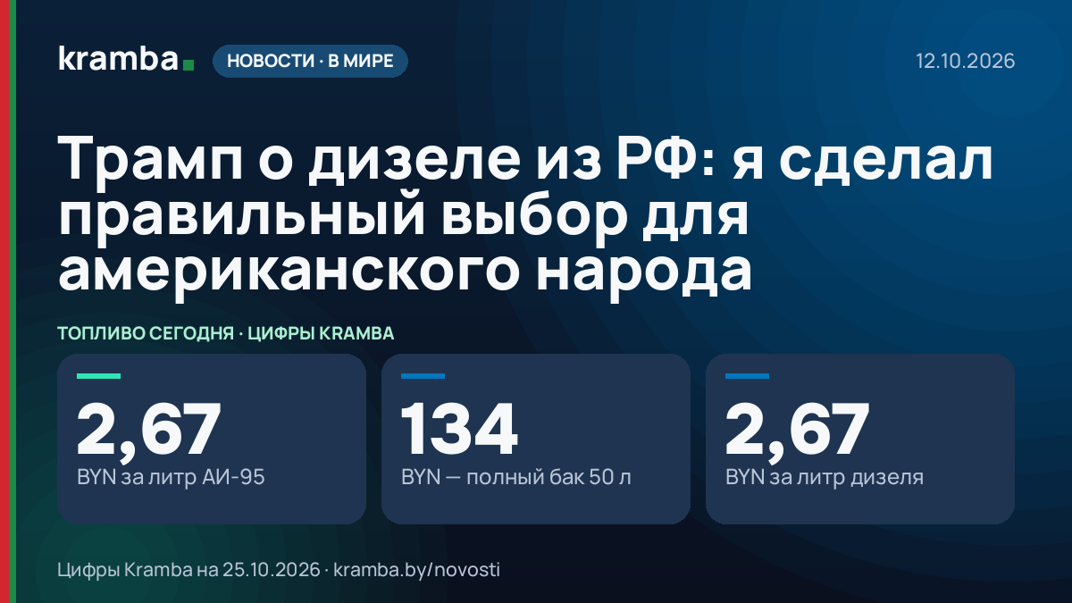 Инфографика Kramba: Трамп о дизеле из РФ: я сделал правильный выбор для американского народа